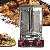 Czyurachel 2burner Gas Vertical Shawarma Broiler Machine, 3kw Vertikal-Multigrill Multigrill Perfekt Gyro Grill Machine Gyrosgrill Mit Drehspieß & 6 Fleischspieße Für Gyros, Kebab & Mehr