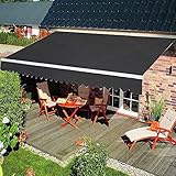 HENGMEI Aluminium Markise Klemmmarkise Balkonmarkise Sonnenschutz Kassettenmarkise Gelenkarmmarkise Sonnensegel (300 * 250cm, Dunkelgrau)