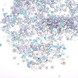 ENLACE Sterne Konfetti Geburtstag Deko,2000 Stück Glitzer Konfetti Pailletten Streudeko Geburtstag,Sterne Mond Confetti Silber Hochzeit Deko,Streudeko Tischdeko für Jubiläen,Partys,EID,Hochzeit,DIY