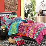 AShanlan Bohemian Bettwäsche Set 135x200 Blau Rot Boho Indisch Wendebettwäsche 2 Teilig 100% Mikrofaser Böhmisch Bettbezug mit Kissenbezug 80x80 für Einzelbett