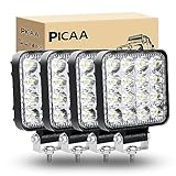 PICAA LED Arbeitsscheinwerfer 4X 3.3 Zoll 48W Arbeitsscheinwerfer Traktor 12V 24V Spotlight Wasserdicht Arbeitslicht led zusatzscheinwerfer für Bagger Traktoren Schlepper ATV Lkw Offroad 4X4