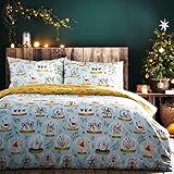 furn. 12 Tage Weihnachtsbettbezug-Set, Polycotton, Blau, 135 x 200cm