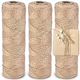 Cieex 300M Jute-Schnur, Natürliche Braun Juteschnur, 1.5mm Jute-Kordel für DIY Handwerk Bastelschnur Dekokordel Paketschnur Naturfaser Verpackung Bindegarn