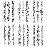 Yesallwas 6 Blätter Tribal Temporäre Tattoos, Schwarze Tribal Fake Tattoos Aufkleber, Skizzen Temporary Tattoo Aufkleber Klebetattoos Erwachsene für Frauen und Männer