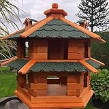 DARLUX Vogelvilla wetterfest von L bis XL Futterhaus Vogelhaus mit oder ohne Ständer in Braun mit Rot, Grün oder Blau für Garten und Balkon (Größe XL ohne Ständer )