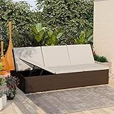 JUDYY Sonnenliege mit Auflage Poly Rattan Braun, Gartenliege, Liegestuhl, Sonnenstuhl, Sonneninsel Outdoor, Liegen, Gartenmöbel, Bäderliege, Relaxliege - 46243