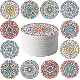 STARUBY 12 Stück Filz Untersetzer, Untersetzer für Getränke, Untersetzer für den Couchtisch, saugfähige Untersetzer für Küche und Esszimmer Dekoration, 10cm im Durchmesser Blume