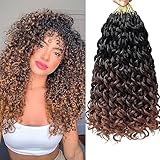 EERYA 7 Packungen Gogo Curl Häkelhaar, 30,5 cm, kurzes und lockiges Haar für Frauen, synthetische Haarverlängerungen mit Wasserwellen und Strandlocken (30,5 cm) T1B/4/30