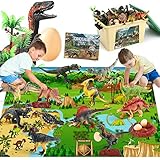 FRUSE Dinosaurier Spielzeug mit 145x98cm Aktivität Spielmatte,12 Stück Realistisches Dino Figuren mit T-Rex,Carnotaurus,Aufbewahrungsbox,Jurassic Pädagogisches ab 3 4 5 6 7 jahre