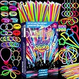 BARAKYEG 389 Stück Knicklichter Party Set Knicklichter Kinder 150 Leuchtstäbe 150 Verbinder Neon Party leuchtstab kinder Armbänder silvester für Party deko,Hochzeiten Glow Sticks,Leuchtarmbänder