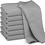 Ekedalen 6X Spültücher Spüllappen Waschbar, Barista Tücher Waffeltücher, Mikrofaser Abwaschlappen Küche, Putzlappen Bad Lappen zum Putzen, Microfasertücher 30x30cm, Grau