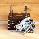 Nautischer Messing-Arbeitskompass Sextant mit zwei Teleskopen, antik maritim