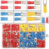 330pcs Kabelschuhe Set, 15 Type Kabelschuhe Flachstecker Isoliert set Quetschverbinder Sortiment, Flachsteckhülsen Crimp Kabelschuhe Crimpverbinder KFZ Elektrik Sortiment, Elektrische Steckverbinder