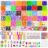 4500+ Loom Bänder Set, 54 Rastern Loom Bänder Zubehör Bunte Gummiband für Armbänder, Loops Gummis Set, DIY Elastisches Loombänder Kinder Armband Basteln, Schmuckbastelsets für Kinder Mädchen Jungs