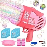 Herenear Seifenblasenpistole, 132 Löcher Gatling Seifenblasenmaschine, Seifenblasen Pistole, Automatische Bubble Machine Set, Elektrische Blasenmaschine Gun mit LED Licht für Kinder Outdoor Hochzeit