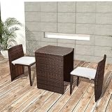 Juroupi 3-TLG. Bistro-Set mit Auflagen TerassenmöBel AußEn Sitzgruppe Garten Bistro Set Outdoor Balkonset Poly Rattan Braun