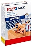 tesa 6400 Packband Handabroller COMFORT - Hochwertiger, robuster Abroller für Paketbänder - Profi-Qualität - Für Klebebänder mit bis zu 50 cm Breite