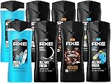 AXE 3-in-1 Duschgel & Shampoo XL in beliebten Duftrichtungen - Ice Chill, Black, Dark Temptation & Alaska - 8er Set Männer Duschgel (8x 400ml)