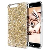 OKZone Huawei P10 Hülle, Glitzer Bling [Glänzende Mode] Design Weich TPU Bumper Case Silikon Schutzhülle Handy Tasche Rückseite Hülle Etui Cover TPU Bumper Schale für Huawei P10 (Gold)