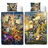 Linon Kinder Bettwäsche Lego Nexo Knights Blue Action - 135 x 200cm + 80 x 80cm - Neu & Ovp - 100% Baumwolle - Lance - Axl - Macy - Clay - Aaron - Jestro Renforcé - deutsche Größe