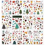 DPKOW 300pcs Weihnachten Aufkleber für Kinder Basteln, Weihnachten DIY Aufkleber für Karte Machen, Weihnachten Scrapbooking Stickers Tagebuch Fotoalben Aufkleber