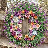 Türkränze, 50 cm Frühling Sommer Ganzjahres Kranz, künstliche Blumen, Große Grüne Blattkränze Türkranz für Haustür Outdoor Fenster Wand Garten Hochzeit Festival Party Home Dekoration