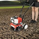 Gartenfräse Benzin Motorhacke | 1900W Bodenhacke 52cc 6500-7000R/Min | Arbeitsbreite 30CM Kultivierungstiefe 3-12CM | Ackerfräse Kultivator zum Pflügen Ackern Furchen ziehen