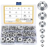 190 Stk Flanschmuttern mit Flansch und Sperrverzahnung, Sechskantflanschmutter Set, Sechskantmuttern Selbstsichernd Edelstahl, Sicherungsmuttern, Sperrzahnmuttern, M3/M4/M5/M6/M8/M10/M12