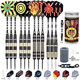 12 Stück Dartpfeile Metallspitze,20/24/26Gramm Profi Dartpfeile,Darts Sets mit Aluminium Schafts Flights Sharpener Beschützer Rubber O's Rings Multi Purpose Dart Tool