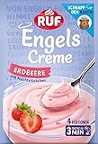 RUF Engels Creme Erdbeere, Dessertpulver für eine Dessertcreme mit Erdbeer-Geschmack und Frucht-Stückchen, 4 Portionen