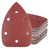 HYCHIKA Deltaschleifer Schleifpapier Dreieckschleifer 60 Stück, 6 Loch Schleifpapier(140x140x90mm) Körnung 60/80/100/120/180/240 Klett-Schleifdreiecke Schleifpapier für Deltaschleifer/Multischleifer
