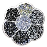 Liliume 5000pcs Hotfix Strasssteine Schwarz Strasssteine 21 Farben 5 Größen 2mm 3mm 4mm 4.8mm Strass Glas Runde Strasssteine für Kleidung Schuhe und DIY Handwerk(Schwarz)