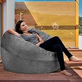 fluffsac Sitzsack XXL 90cm für Erwachsene und Kinder - mit Memory Schaumstoff Füllung - Premium Sitzsack Weich und Bequem