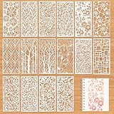 16 Stück Kunststoff Schablonen Set, 22 X 10 Cm Schablonen Textilgestaltung Abstrakte Schichtschablone Wiederverwendbare Malschablonen Schablonens für DIY, Möbel, Holz, Boden, Scrapbooking, Handwerk
