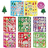 32 Blätter Weihnachtssticker Set, 626pcs Bunte Weihnachten Aufkleber, DIY Sticker Weihnachtsbaum Lebkuchenmann Schneemann Rentier für Kinder Bastel Party Deko Geschenk