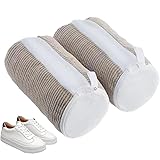 WUMEIJIAJU 2 Pack Schuhe Waschbeutel für Waschmaschine, Sneaker Waschbeutel, Schuhputzbeutel Mesh Wäschesack für Schuhe, Turnschuhe, Turnschuhe, Tennisschuhe, Hausschuhe, Halten 360° Reinigung (Grau)