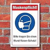 WERBEPUNKT. Schild Maskenpflicht Mund-Nasen-Schutz tragen Hinweisschild 3 mm Alu-Verbund 300 x 200 mm
