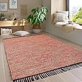 Taracarpet Handwebteppich Borkum Teppich fürs Wohnzimmer, Schlafzimmer und als Küchenteppich geeignet 100% Baumwolle Mehrfarbig 160x230 cm