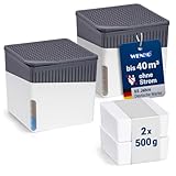 WENKO Raumentfeuchter Mod. Cube, 2er Set, je 500 g Entfeuchter Granulat, für Räume bis 40 m³, beugt Schimmel und Gerüchen vor, ohne Strom, geräuschlos, nachfüllbar, Weiß
