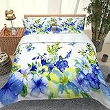 KBDQGX Bettwäsche 155X220 Mikrofaser 3 Teilig, Weiche Flauschige Winter Bettbezüge Mit Reißverschluss, 3D Bunte Blumen Hell Bettbezug + 2 Kopfkissenbezug 80X80Cm, Kuschelig, Atmungsaktive