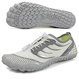 ziitop Barfußschuhe Herren Wasserschuhe Damen Barfußschuhe Damen Wasserschuhe Herren Aquaschuhe Strandschuhe Schnell Trocknen Surfschuhe Schwimmschuhe für Beach Pool Surfen Yoga(Grau Weiße 39EU)