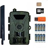 LMHOME PR802G X50 4G LTE Wildkamera mit SIM-Karte und App, 60MP 4K H.265 Video, No Glow Nachtsicht Bewegungsmelder, 4G Jagdkamera Wildtierkamera Handyübertragung, IP66 Fotofalle