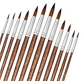 Nylon Pinsel 12 Stück Künstlerpinsel Pinsel Set Malen Nylonhaar Künstler Acrylpinsel Art Paint Brush für Aquarell Acryl Ölgemälde (Braun)