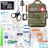 FalconTac 200 Stück Erste-Hilfe-Set IFAK Survival Kit Molle System Kompatible Tasche, Notfall-Kit Geschenk für Männer, Vater, Ehemann, für Outdoor, Camping, Jagd, Wandern, Zuhause, Erdbeben