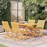 Juroupi 5-TLG. Garten-Essgruppe GartenmöBel Set Gartenset Tisch Und StüHle Garten Essgruppe Lounge Set Massivholz Teak