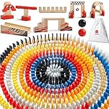 Dorjee Domino-Spiele für Kinder, STEM Kinderspielzeug mit 115 Holz-Domino-Fliesen und Maschinen, Brettspiele für Kinder von 6–8