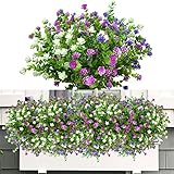 ROLLWAY 6 Bündel Künstliche Blumen Balkon Kunstblumen Wetterfest Kunstpflanzen Außen Blumenstrauß Pflanzen UV-beständig Balkonpflanzen wie echt für Balkonkasten Innen Außenbereich Outdoor (Typ A)