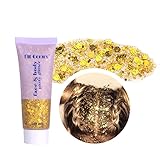 Glitter Gel 3 x 50ml, Body Glitzer für Haare, Glitzer Haarspray Haare und Körper, Glitzer Gesicht Body Pailletten für Halloween Cosplay Fasching Karneval Make-up Geschenk Festival Glitzer