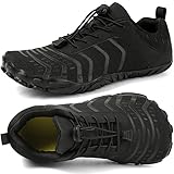 Barfußschuhe Herren Damen Breite Barfussschuhe Traillaufschuhe Weit Five Finger Zehenschuhe Minimalistische Zero-Drop Sohlen Wanderschuhe Fitnessschuhe Komfort Leicht Laufschuhe Unisex(Schwarz 40EU)