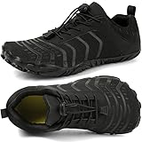 Barfußschuhe Herren Damen Breite Barfussschuhe Traillaufschuhe Weit Five Finger Zehenschuhe Minimalistische Zero-Drop Sohlen Wanderschuhe Fitnessschuhe Komfort Leicht Laufschuhe Unisex(Schwarz 42EU)